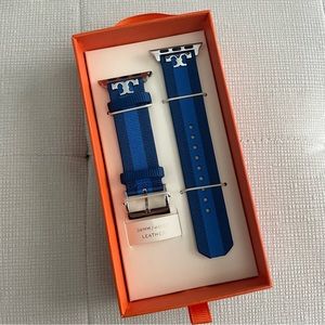 NWT Tory Burch Apple Watch Strap Blue Stripe 38mm/40mm